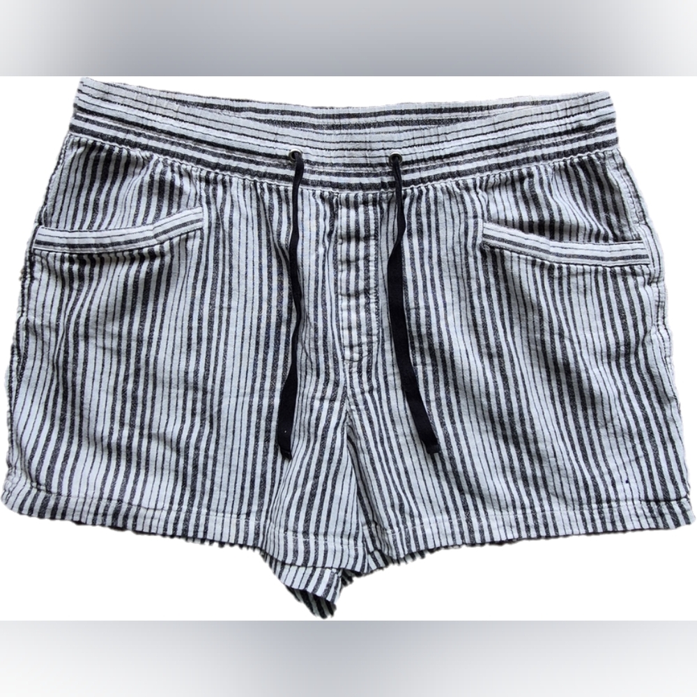 GAP Linen-Blend Grey Striped Shorts with Pockets – Size Large - EUC